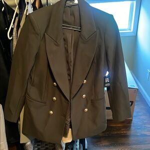 Elegant Black Blazer with Gold Buttons